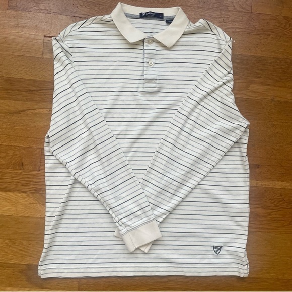 DANIEL CREMIEUX Stripe Long Sleeve Polo Shirt Small - Picture 1 of 5